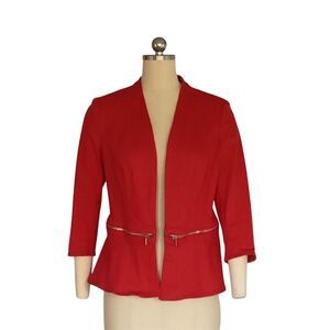 New Directions Women's Red Open Front Blazer Jacket Size S